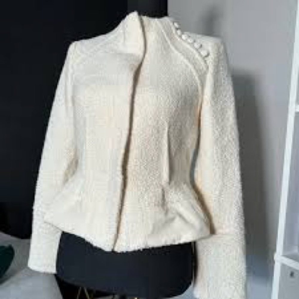 BCBGMaxAzria Cream Peplum Jacket - Picture 2 of 12